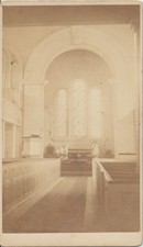 CDV PHOTO OF INTERIOR OF CHURCH W/ PRIESTS   BEAUTIFUL SUNLIGHT