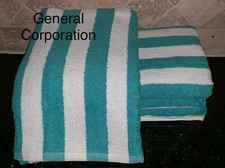 12 Pack New Large Beach, Resort Pool Towels in Cabana Stripe Green 30x70