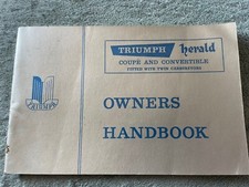 Triumph Herald Coupe And Convertible Owners Handbook Printed 1960 Twin Carbs
