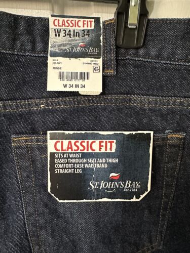 Neu mit Etikett St. John's Bay Jeans dunkelblau klassische Passform Spülung 34x 34 - Bild 3 von 8