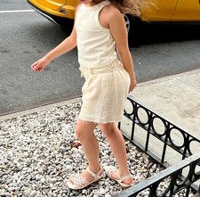 ZARA Girls Shorts Beige Drawstring And Fringe Detailing Size 10