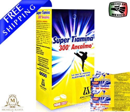 SUPER TIAMINA 300 Ancalmo, Thiamine Vitamin B1, Energy 100 Tablets Exp 12/2026 - Picture 1 of 4