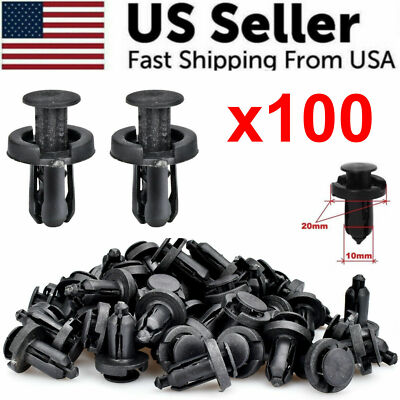 100 Pcs Bumper Clips 10mm Hood Fender Push Rivets Retainer Fasteners for Honda