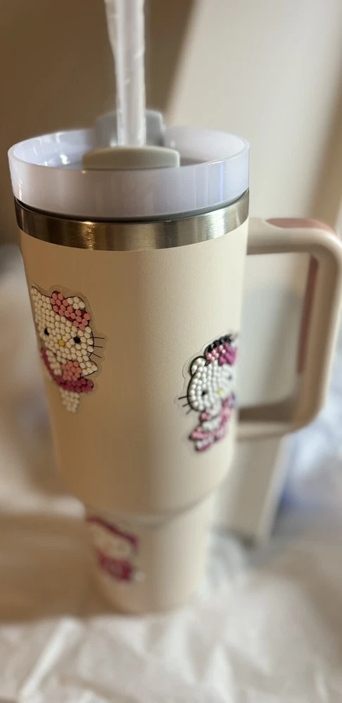 Tumbler 40 oz With Finished Hello Kitty Inspired Diamond Art Stickers