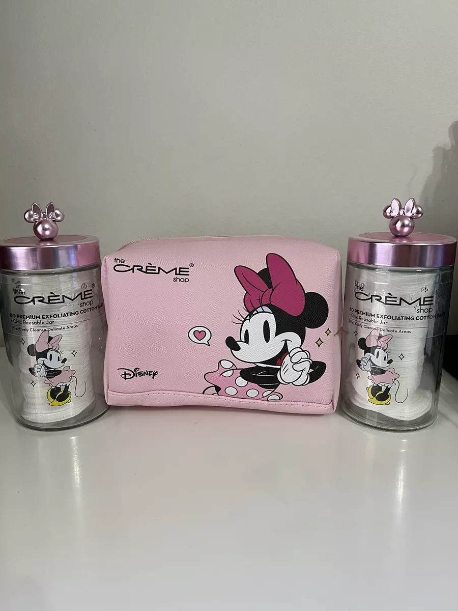 The Creme Shop Disney Pink Minnie Mickey Mouse Cosmetics Pouch Makeup Bag Set