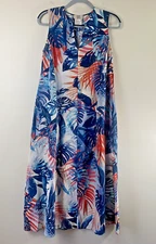 Fuzzi Womens IT 42 US 6 Sleeveless Midi Dress Blue Cotton V-Neck A-Line