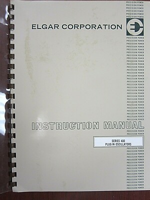 Elgar Signal Routing Plug In Elgar Corp Series 400 Plug-In Oscillators Instruction Manual | eBay