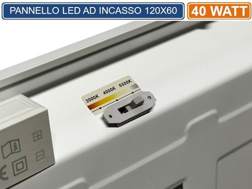 PANNELLO SMD LED SLIM RETTANGOLARE 120x30 40W 4880 LUMEN CCT 3000K-4000K-6500K - Foto 4 di 4