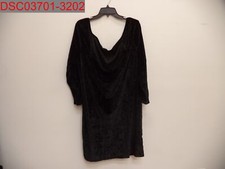 NWOT - Shein Curve Wome's Black Velour Neck Tie Dress, Size 4XL 2759#