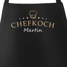 Küchen-Schürze eigener Name Schriftzug Chefkoch individualisierbar Kochschürze