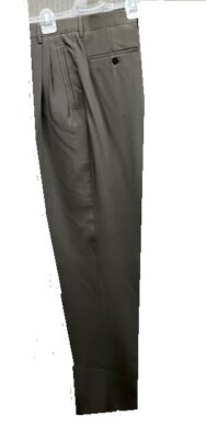 Men's Pants ,3 Pleated 100% Wool Size.34 Made In Italy Col.Olive art.400200