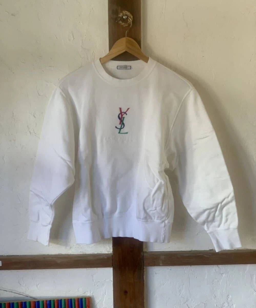 Authentic Yves Saint Laurent Vintage 90s YSL Logo Sweatshirt Unisex Size M  | eBay