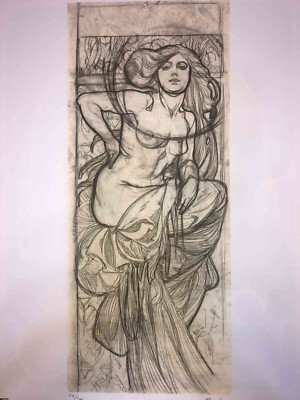 Alphonse Mucha off set lithograph cm 50x70 with certificate
