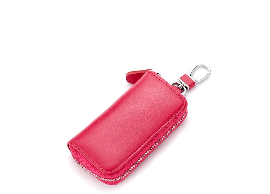 Auony Unisex Genuine Leather Key Case Wallet Pouch Bag Keychain Holder With Key Ring & Zipper