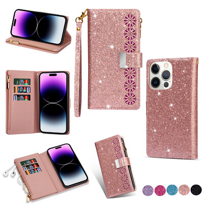 For Huawei P40 P30 P20 Pro Lite Mate 50 Luxury Wallet Card Glitter Leather Case