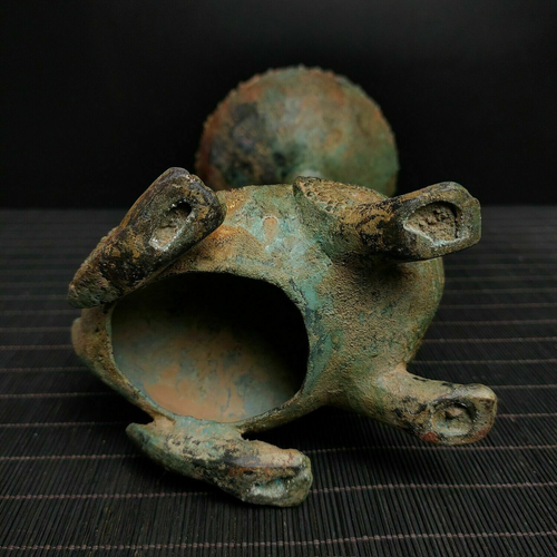 14.6"Old Antique warring states dynasty Bronze ware tortoise bird Incense Burner - Picture 2 of 9