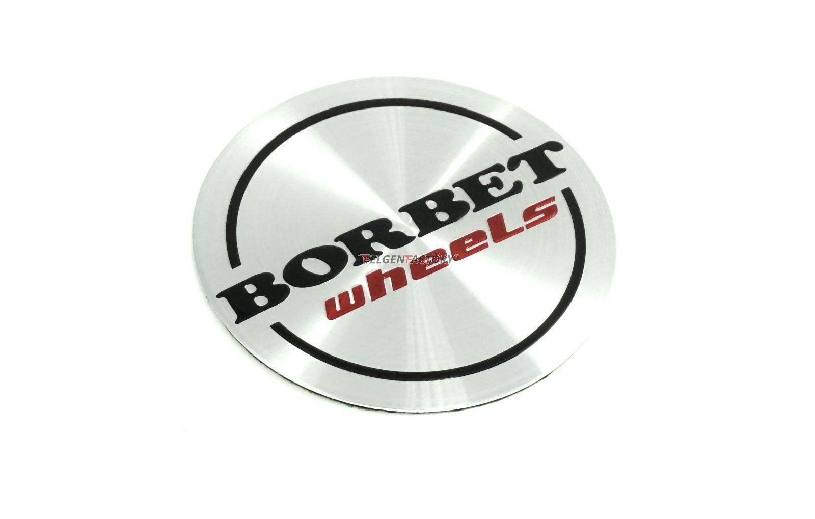 Adesivo originale Borbet Wheels emblema 56mm argento spazzolato NUOVO!