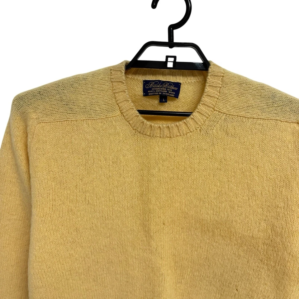 Vintage Brook Brothers Hombre Suéter Sheatland Lana Amarillo Tejido en Escocia L Foto 2 de 4