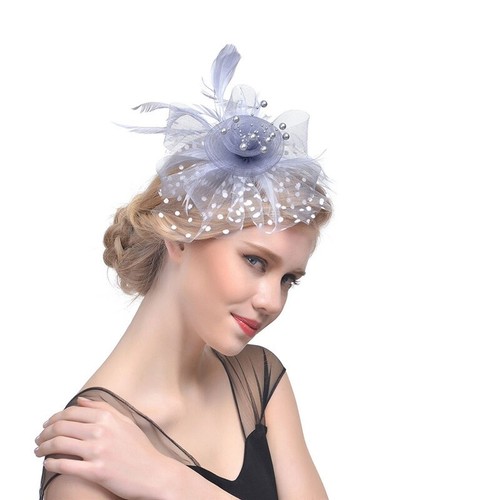 Flower Hair Clip Small Mini Top Hat Fascinator Royal Ascot Race Feathers Wedding - Picture 4 of 32