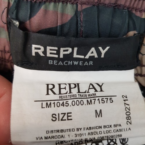 Replay Mens Swim Shorts Medium Green Camouflage Camo Trunks Swimming Holiday - Picture 4 of 8