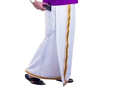 COTTON pocket dhoti For Men Jari Border Pocket Stitched Dhoti waist size 30 "