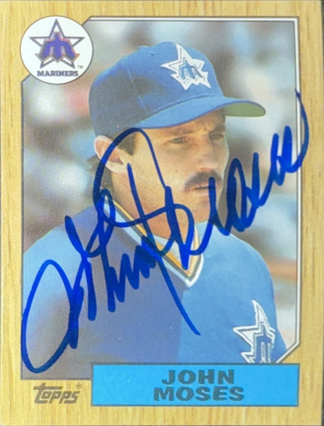 1987 Topps #284 John Moses Seattle Mariners AUTO SIGNED