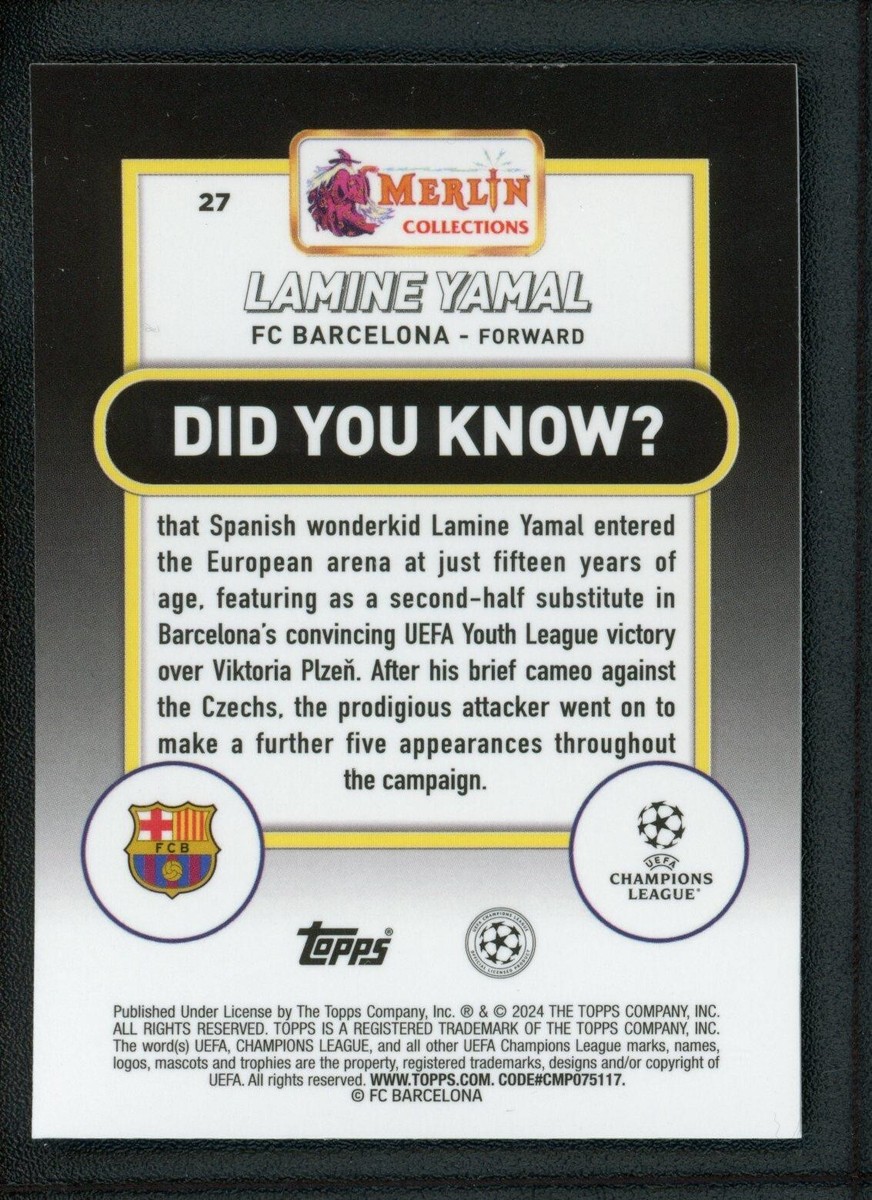2024 LAMINE YAMAL TOPPS MERLIN UEFA CHAMPIONS LEAGUE ROOKIE 2024 LAMINE YAMAL TOPPS MERLIN UEFA CHAMPIONS LEAGUE ROOKIE
