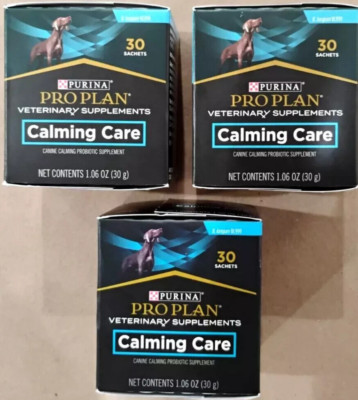 LOT OF 3 Purina Pro Plan Calming Care For Dogs  90 TOTAL SACHETS  Exp 12/2025