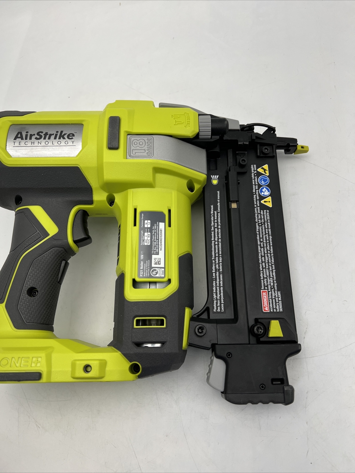 RYOBI ONE+ 18V 18 Gauge AirStrike Brad Nailer Cordless P321 Tool Only