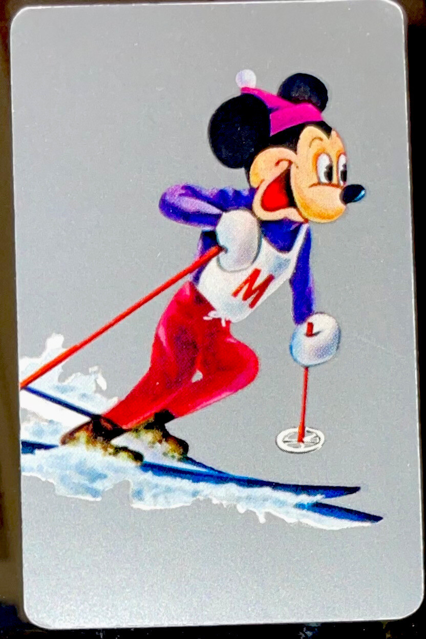 WD11 Swap Playing Cards 1 60’s Japanese Nintendo Disney Mickey Mouse Skiing 3/4