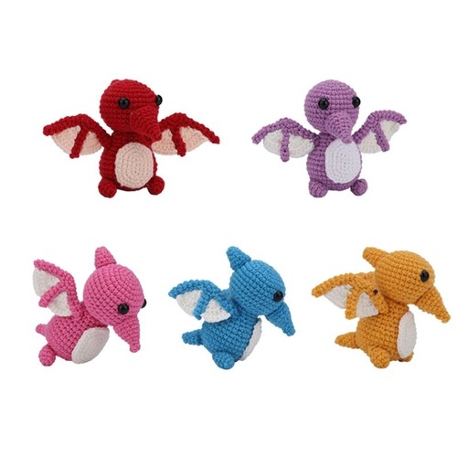 DIY Crochet Dragon Kits with Yarn, Crochet Hooks, Needle, Knitting Marker, Eyes