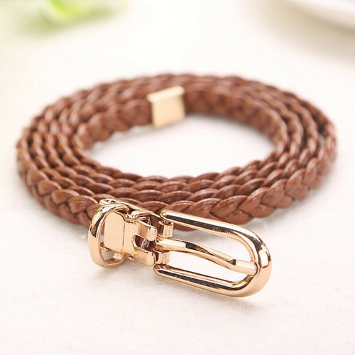 Ladies Thin Skinny Dress Waist Belt Braided Pin Buckle Weaved Waistband Belts - Picture 17 of 19