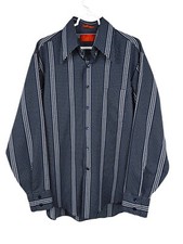 Vintage Sears Kings Road Shop Men  s Size XL Blue Button Up Abstract Shirt Disco