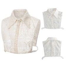 1Pc Women Fake Collar Artistic Retro Lace-embroidered Hollow Half Decor Collar