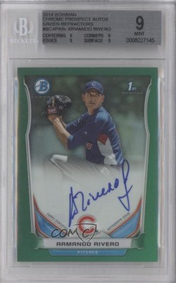 2014 Bowman Prospect Chrome Green Refractor 53/75 Armando Rivero Auto 0o9