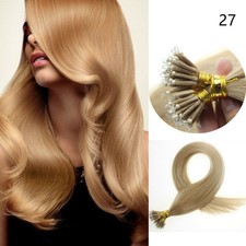 Nano Ring Hair Extensions Real Human Hair Nano Micro Beads Link Diry Blonde 16in