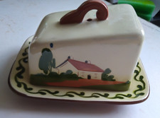 Torquay pottery motto ware cheese dish cottage image