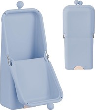 Makeup Brush Case Silicone Standing Makeup Brush Holder,Light Blue