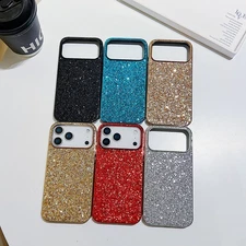 For iPhone 17 Pro Max 17 Air 16e 15 14 13 12 11 Bling Glitter Shockproof PC Case