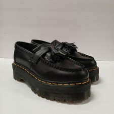 Sz 6 Womens-Dr Martens Adrian Quad Smooth Leather Platform Tassel Loafers Shoes
