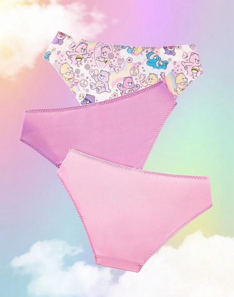 Conjunto de calcinha Care Bears oficial 3 peças colorida Kawaii y2k fofa multicolorida XS SOMENTE - Imagem 2 de 4