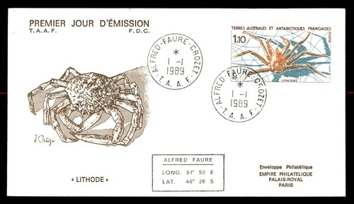 Mayfairstamps French Southern and Antarctic Lands FDC 1989 Crab Lithode First Da