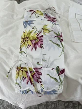 $425 D. Porthault France New 1pc Neck roll Sham 100% Cotton Voile Print 8.5”x20”