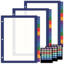 36 Pcs/3 Set 12 Tabs Binder Dividers with Colored Tabs Clear Tab Notebook Div...