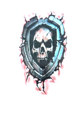 Skull in Shield Temporary Tattoo 4 Inch Waterproof Tattoo Gothic Horror
