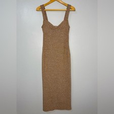 Reformation Tan Ribbed Tank Midi Dress | M