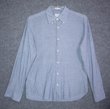 GANT RUGGER Shirt Men Medium Blue Polka Selvage Madras E-Z OBD Button Down NWOT