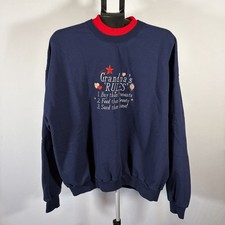 Vintage 2X Jerzees Cottage Grandmas Rules Embroidered Sweatshirt 90s Sweets Home