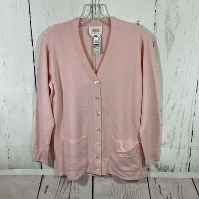 Vintage Talbots Petites Pure Cashmere Cardigan Sweater SP Pastel Pink Deadstock