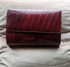 Women's Burgundy Eel Skin Clutch